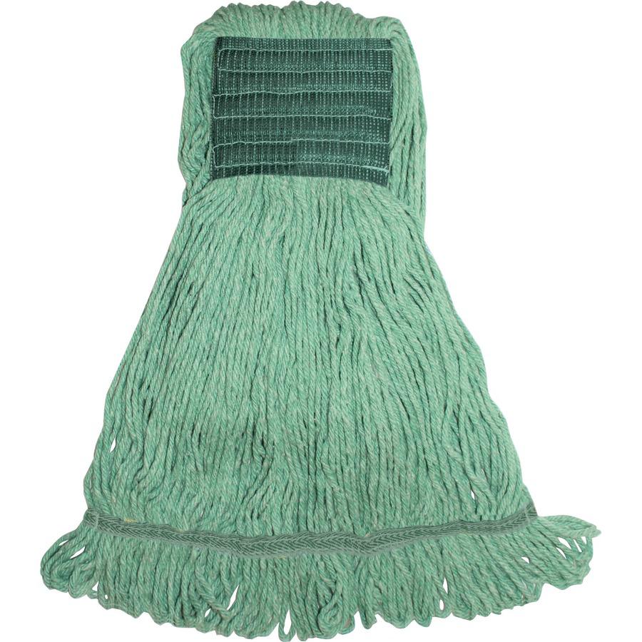 Genuine Joe Synthetic Blend Medium Mophead - Rayon, Cotton - Green - 12 / Carton. Picture 2