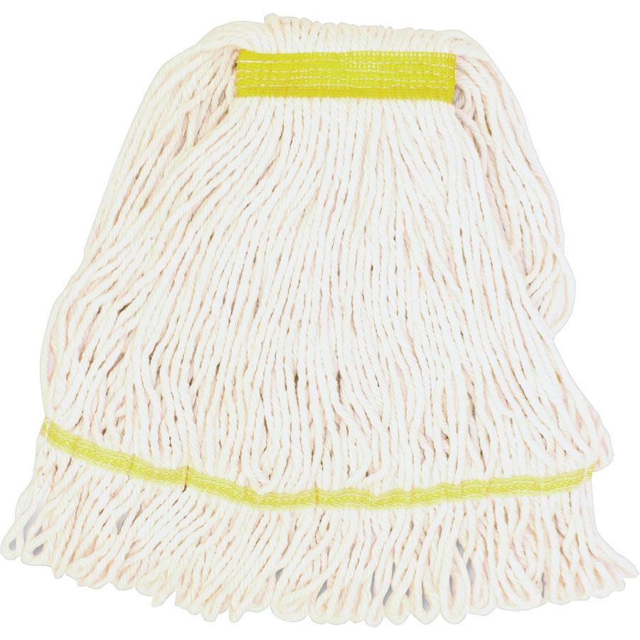 Genuine Joe Narrow Band Small Mophead - Rayon, Cotton - White - 12 / Carton. Picture 2