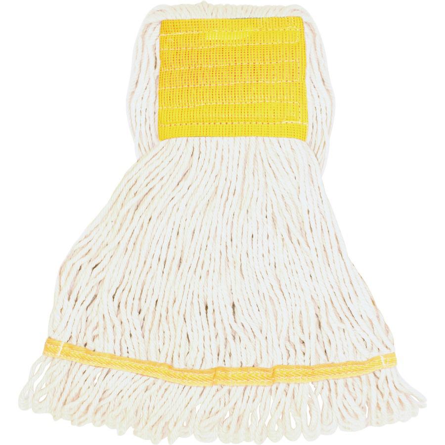 Genuine Joe Wide Band Small Mophead - Rayon, Cotton - White - 12 / Carton. Picture 2