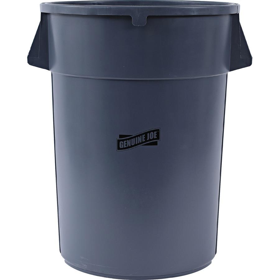Genuine Joe 44-gallon Heavy-duty Trash Container - 44 gal Capacity - Heavy Duty, Handle - 24" Height x 31.5" Width x 24" Depth - Gray - 4 / Carton. Picture 7