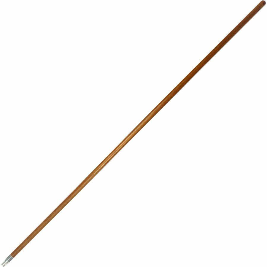 Genuine Joe Wood Handle with Threaded Metal Tip - Natural - Metal, Wood - 6 / Carton. Picture 2