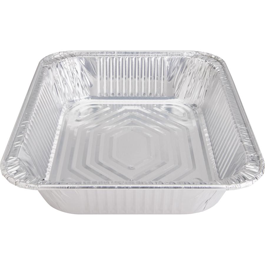 Genuine Joe Half-size Disposable Aluminum Pan - Cooking, Serving - Disposable - 0.5" Diameter - Silver - Aluminum Body - 100 / Carton. Picture 11