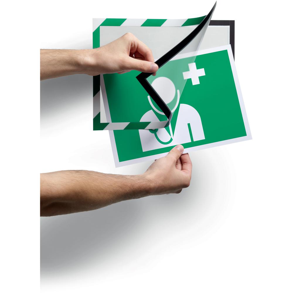 DURABLE&reg; DURAFRAME&reg; SECURITY Self-Adhesive Magnetic Letter Sign Holder - Holds Letter-Size 8-1/2" x 11" , Green/White, 2 Pack. Picture 2