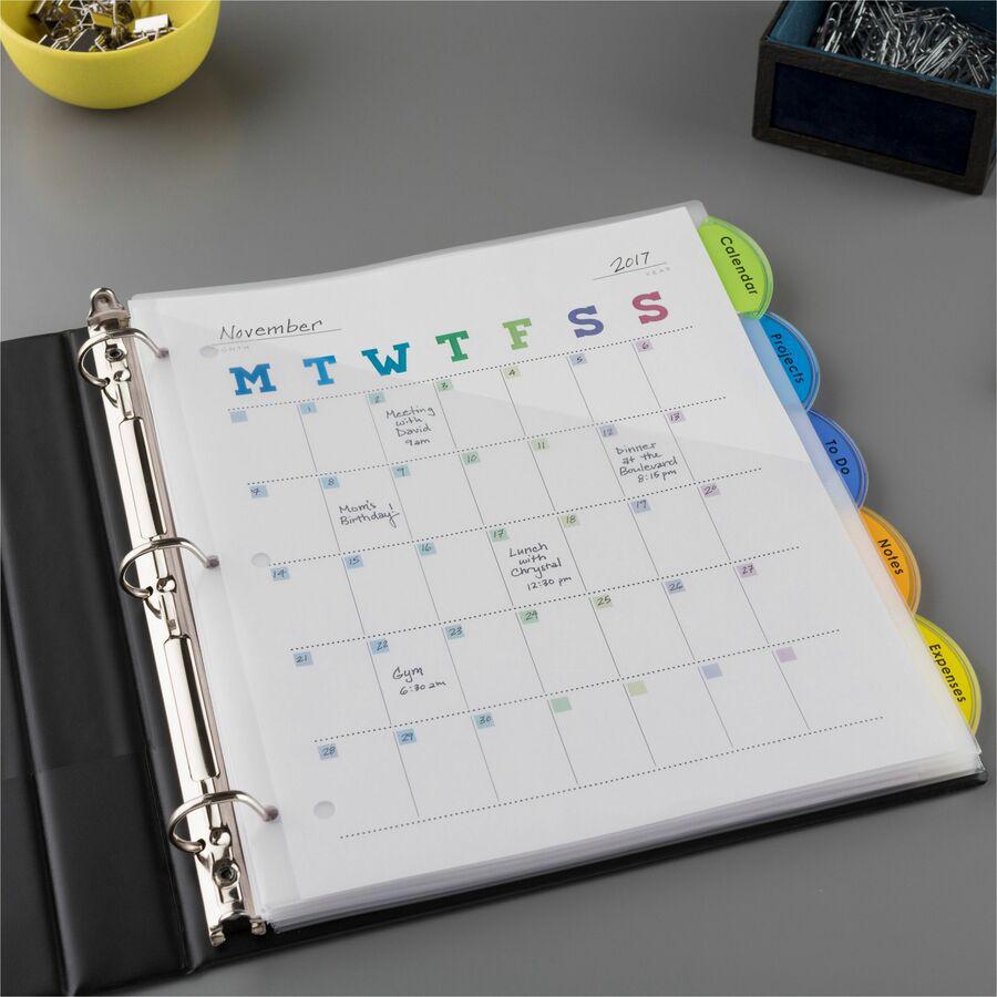 Avery&reg; Insertble Style Edge Plastic Pocket Dividers - 5 x Divider(s) - 5 - 5 Tab(s)/Set - 9.3" Divider Width x 11.25" Divider Length - 3 Hole Punched - Translucent Plastic Divider - Multicolor Pla. Picture 10