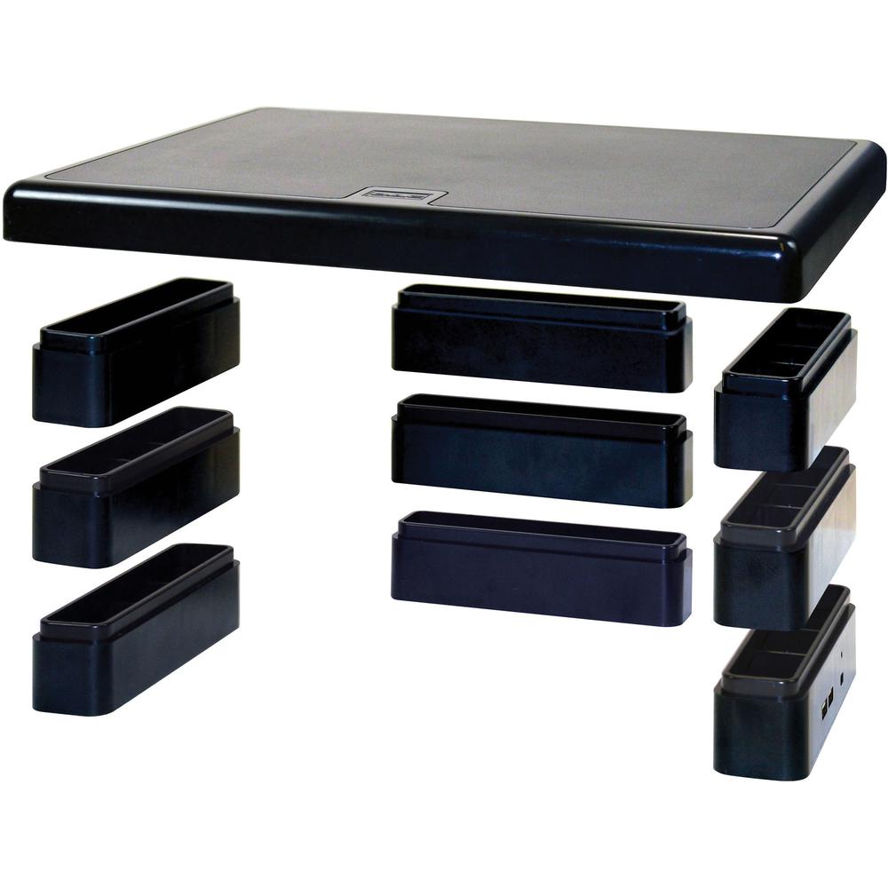 DAC Stax Ergonomic Height Adjustable Monitor Stand with 2 USB Ports - 66 lb Load Capacity - 4.8" Height x 13" Width x 10.5" Depth - Black. Picture 3