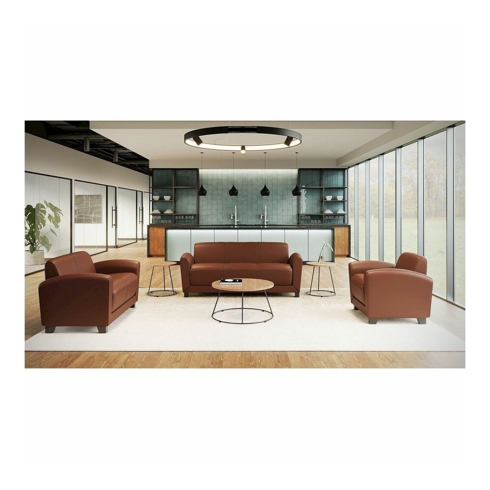 Lorell Accession Club Chair - Four-legged Base - Tan - Bonded Leather - Armrest - 1 Each. Picture 2
