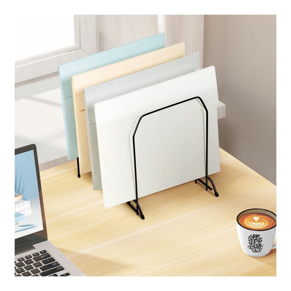 Lorell Wire File Sorter/Holder - 8 Divider(s) - Desktop - Rubber Feet - Powder Coated - Black - Wire - 1 Each. Picture 2