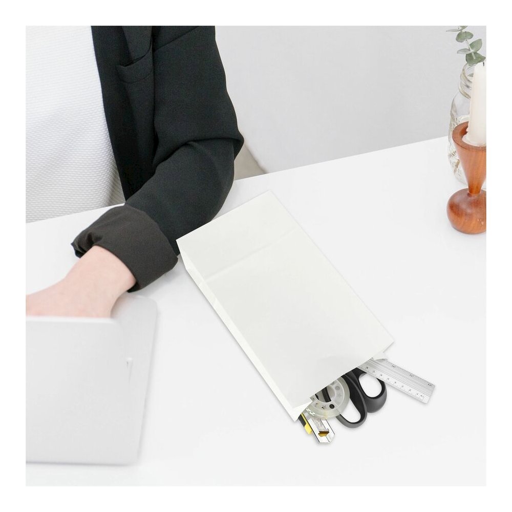 Sparco White Kraft Paper Bags - 11" Length x 6" Width - White - Paper - 100 / Pack. Picture 2