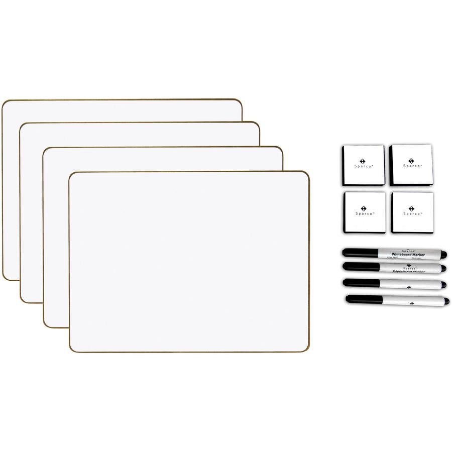 Sparco Dry-erase Board Kit with 12 Sets - 12" (1 ft) Width x 9" (0.8 ft) Height - White Surface - Magnetic - 1 Box. Picture 2