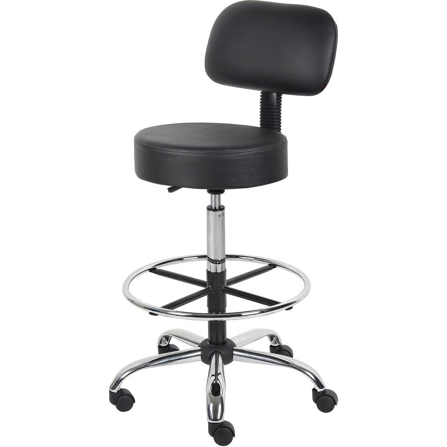 Boss Drafting Stool - Black Seat Color - Vinyl Seat Material - Black Back Color - Chrome, Black Frame Color - Chrome Frame Material - 5-star Base - 1 Each. Picture 11