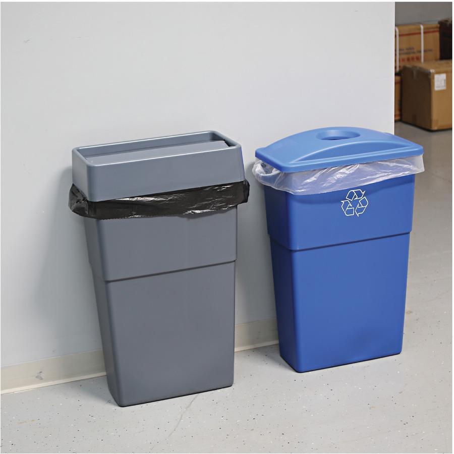 Genuine Joe 23-Gallon Recycling Bin Cutout Lid - Round - 1 Each - Blue. Picture 10