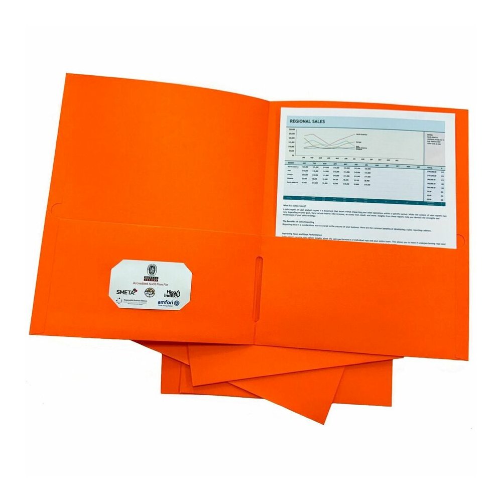 Business Source Letter Portfolio - 8 1/2" x 11" - 125 Sheets Capacity - Inside Front & Back Pocket - Orange - Card Holder - 25 / Box. Picture 3