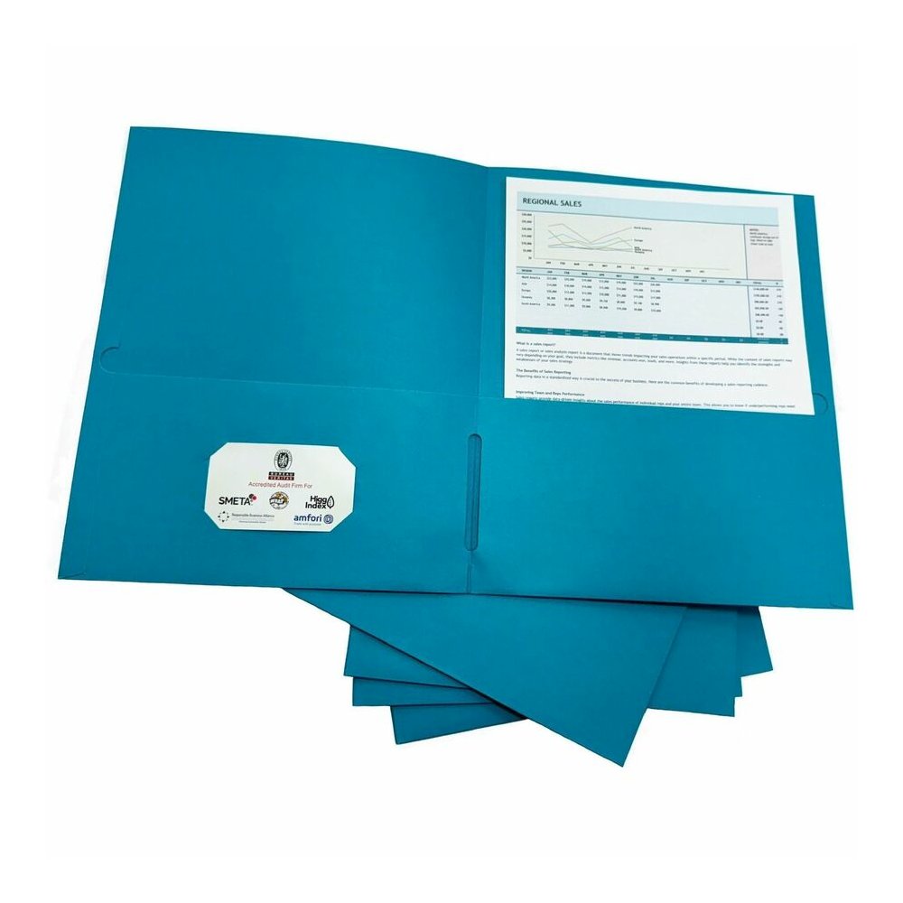 Business Source Letter Portfolio - 8 1/2" x 11" - 125 Sheets Capacity - 2 Inside Front & Back Pocket - Teal - 25 / Box. Picture 3