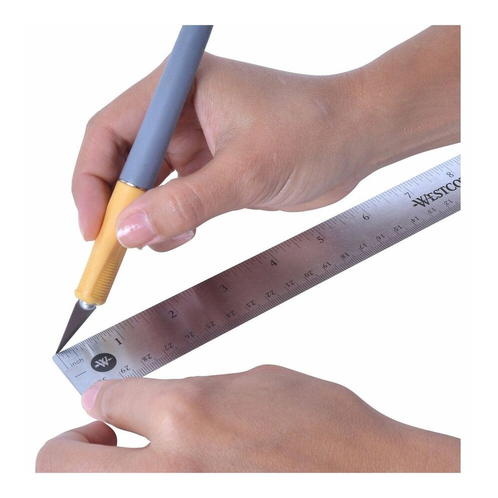 Westcott Stainless Steel Rulers - 15" Length x 1" Width - 1/16, 1/32 Graduations - Metric, Imperial Measuring System - Stainless Steel - Stainless Steel - 12 / Box. Picture 3