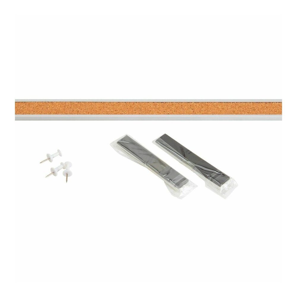 Lorell Cork Strip Bulletin Bars - 18" Board Width - Cork Surface - Self-healing, Fade Resistant, Self-sealing - Anodized Aluminum Frame - 3 / Bundle. Picture 2
