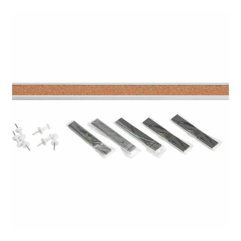Lorell Cork Strip Bulletin Bars - 48" Board Width - Cork Surface - Self-healing, Fade Resistant, Self-sealing - Anodized Aluminum Frame - 3 / Bundle. Picture 2