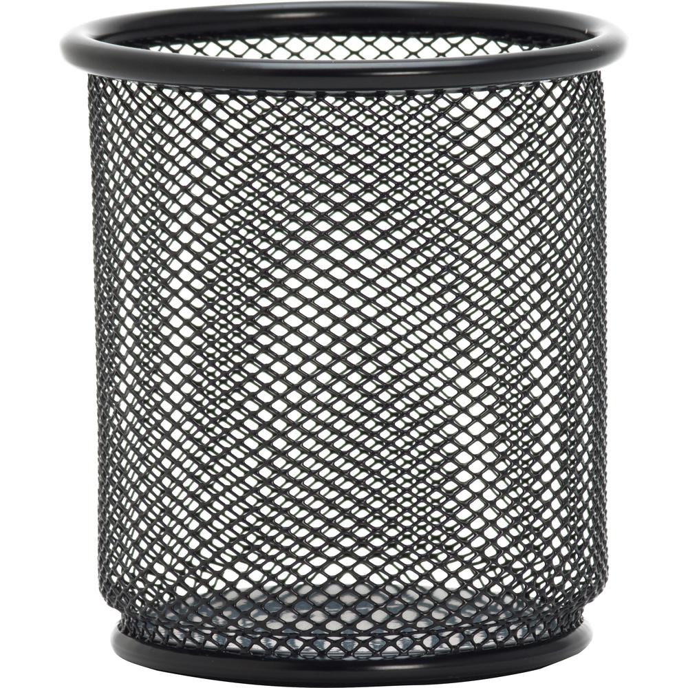 Lorell Mesh Wire Pencil Cup Holders - 3.5" Height x 3.9" Width - Steel - Black - 6 / Box. Picture 3