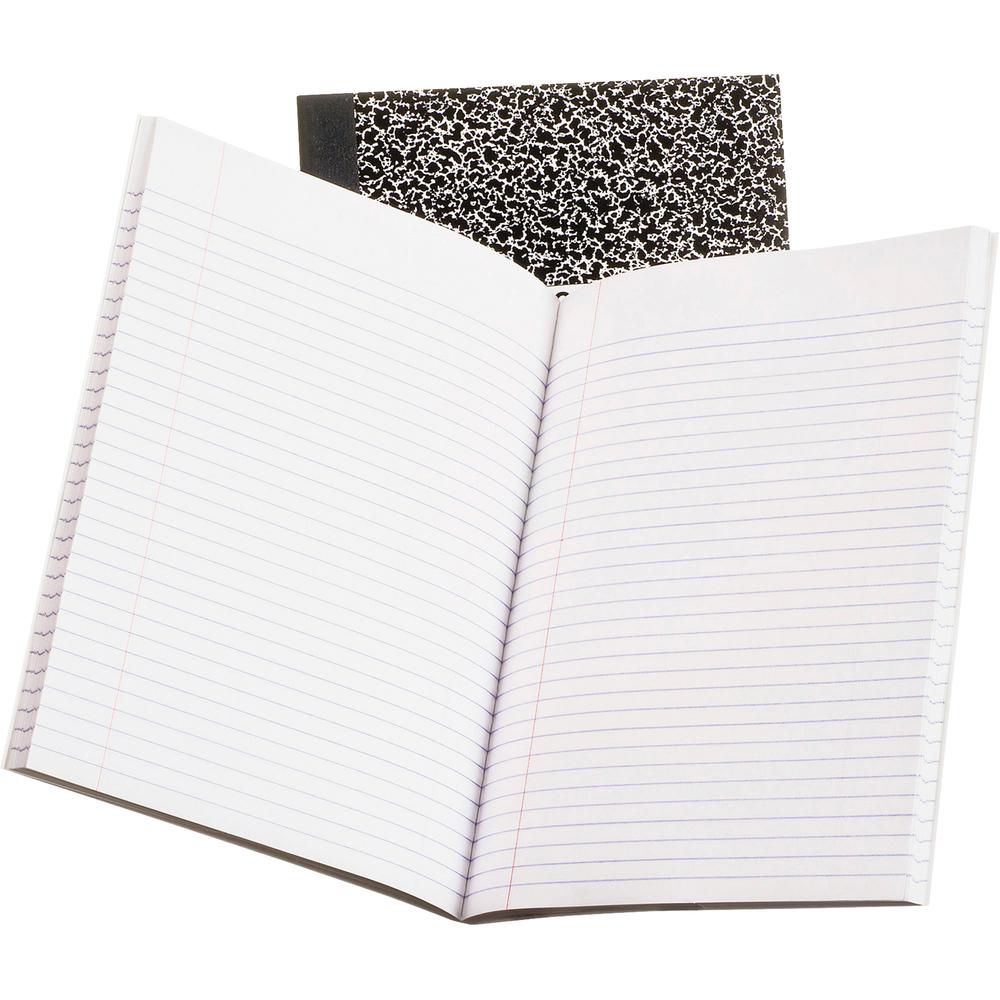 Oxford Tops College-ruled Composition Notebook - 80 Sheets - Stitched - 7 7/8" x 10" - White Paper - Black Marble Cover - 1 Each. Picture 3