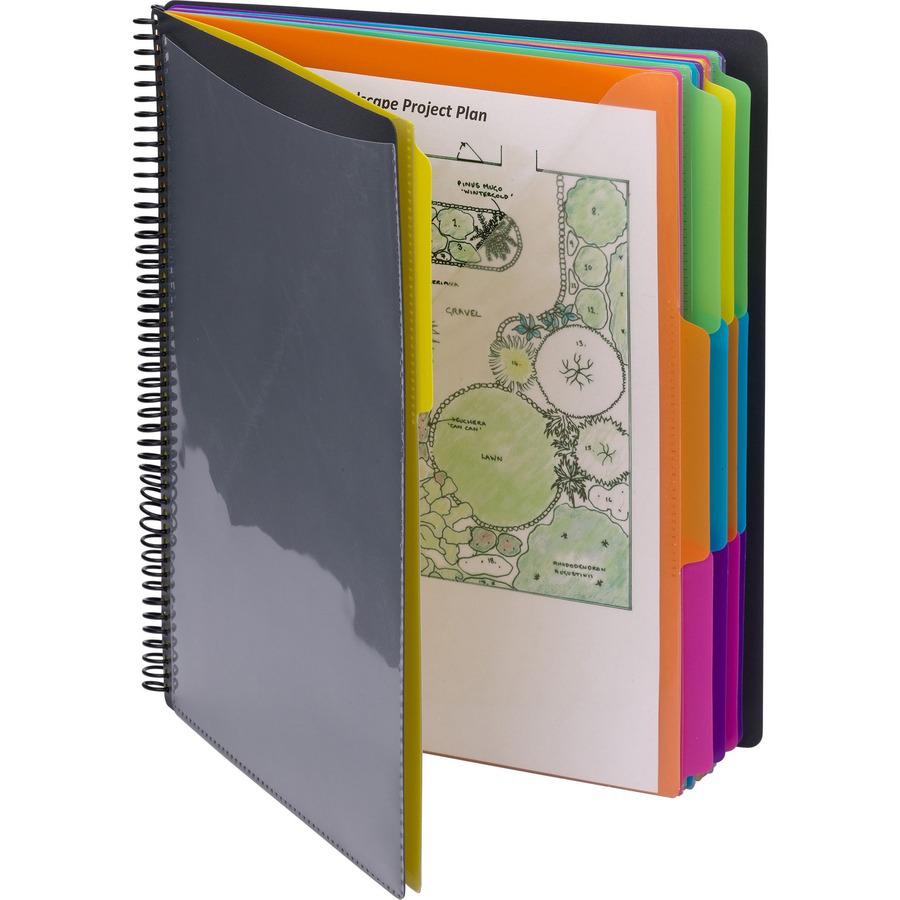 Smead 1/3 Tab Cut Letter Organizer Folder - 8 1/2" x 11" - Spiral Fastener - 24 Inside Back Pocket(s) - Assorted Position Tab Position - 12 Divider(s) - Yellow, Pink, Lime, Blue, Purple - 1 Each. Picture 4