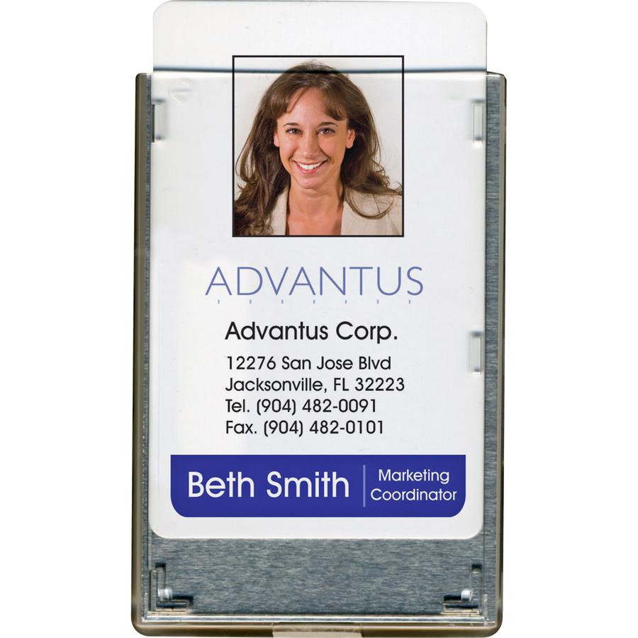 Advantus RFID Blocking Badge Holder - Support 2.13" x 3.38" Media - Vertical - Plastic - 20 / Pack - Black/Clear. Picture 2