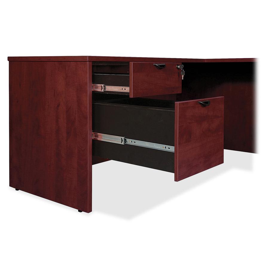 Lorell Prominence 2.0 Bowfront Right-Pedestal Desk - 1" Thickness Top, 29" Height x 72" Width x 42" Depth - Total Drawer(s): 3 - Single Pedestal on Right Side - Band Edge - Material: Particleboard - F. Picture 4