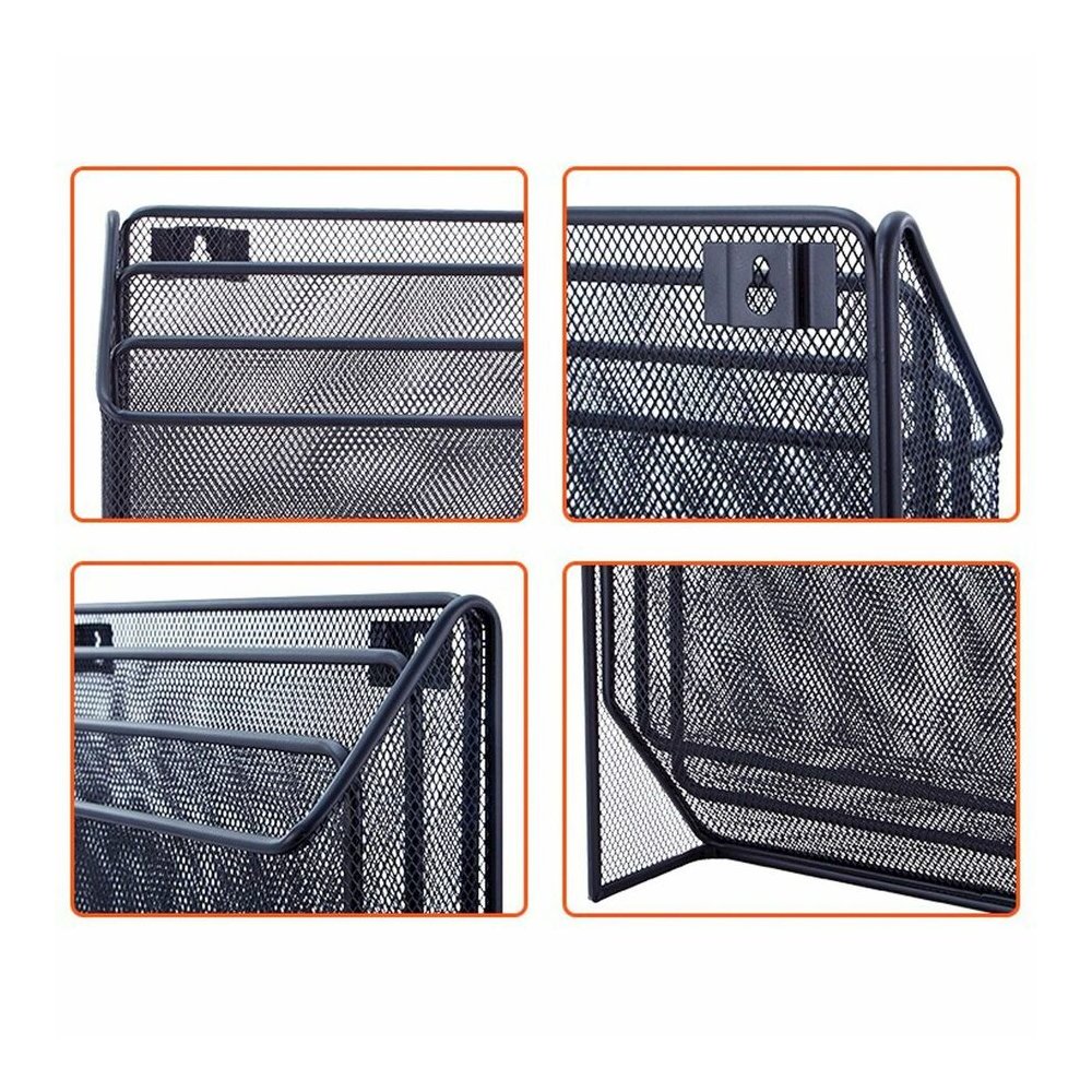 Lorell Mesh Desktop Organizer - 3 Tier(s) - 11.42" Height x 3.54" Width x 12.72" Length - Desktop - Durable - Black - Metal - 1 Each. Picture 2