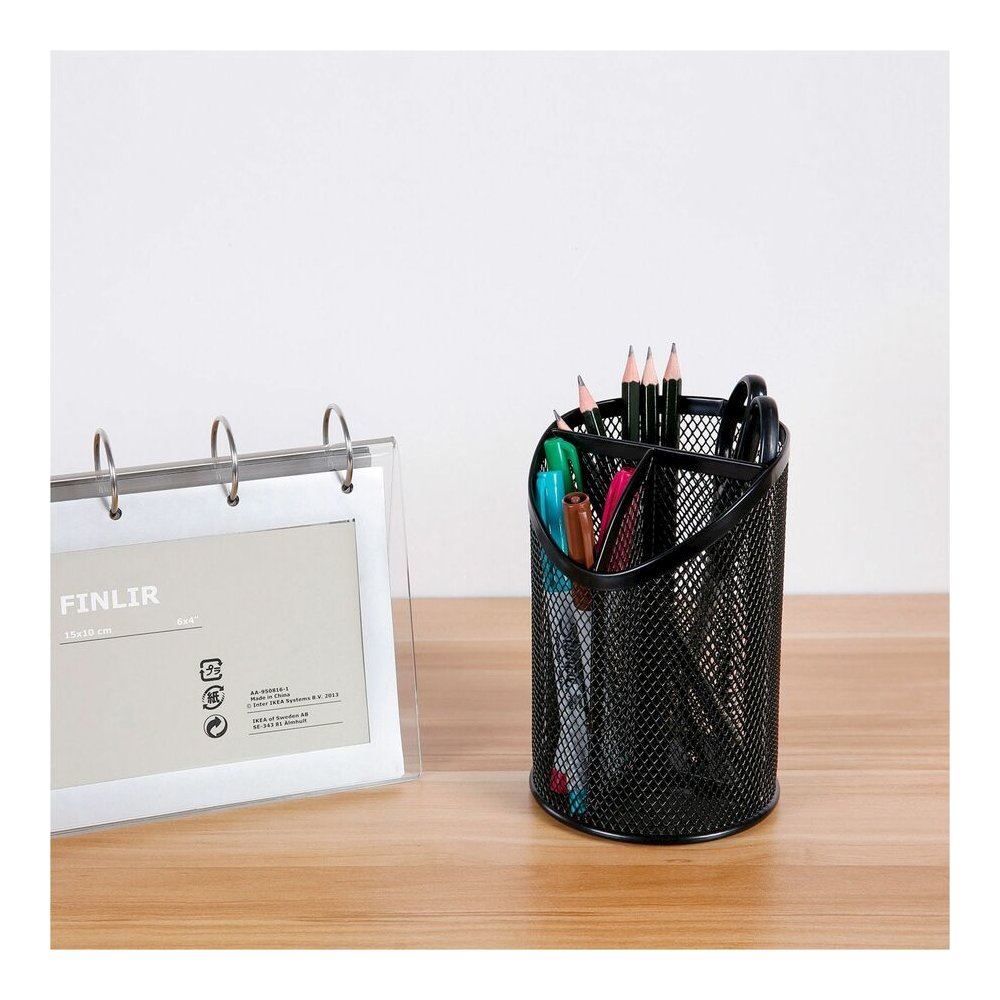 Lorell Mesh Desktop Organizer - 6.10" Height x 4.10" Width x 4.10" Length - Desktop - Durable, Snag Proof - Black - Metal - 1 Each. Picture 4