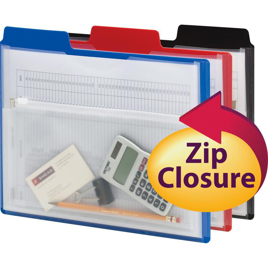 Smead 1/3 Tab Cut Letter Organizer Folder - 8 1/2" x 11" - 1/2" Expansion - 1 Pocket(s) - Blue, Red, Black - 3 / Pack. Picture 2