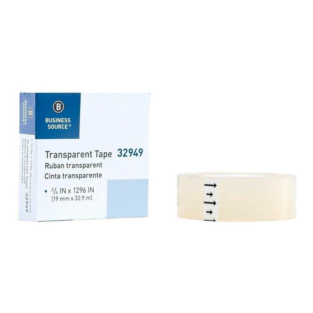 Business Source All-purpose Transparent Tape - 36 yd Length x 0.75" Width - 1" Core - Clear - For Sealing, Mending - 12 / Pack. Picture 4