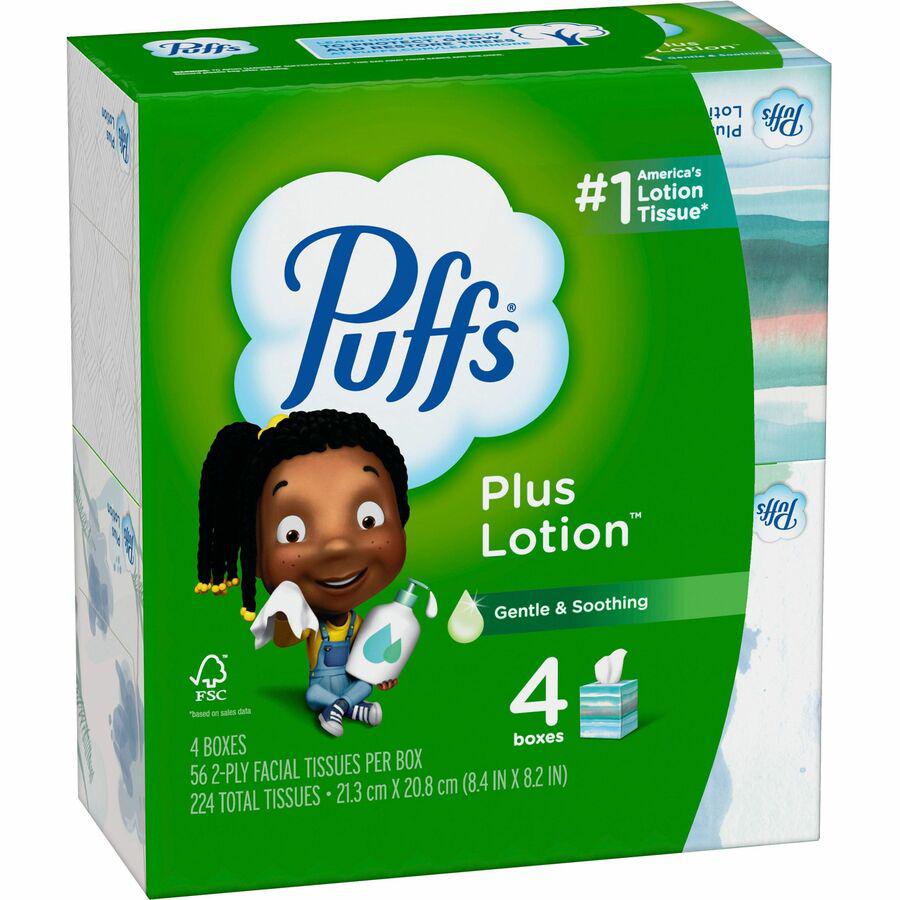 Puffs Plus Lotion Facial Tissues - 2 Ply - WhiteBox - 56/Box - 6 / Carton. Picture 4