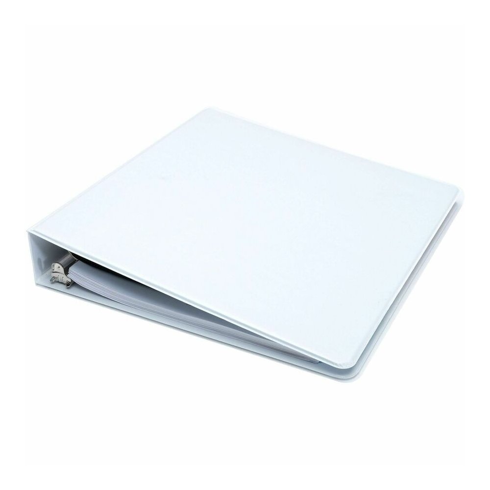 Business Source Round Ring View Binder - 1 1/2" Binder Capacity - Letter - 8 1/2" x 11" Sheet Size - 350 Sheet Capacity - Fastener: Round Ring - Pocket: 2, Internal - Chipboard, Polypropylene - White . Picture 2