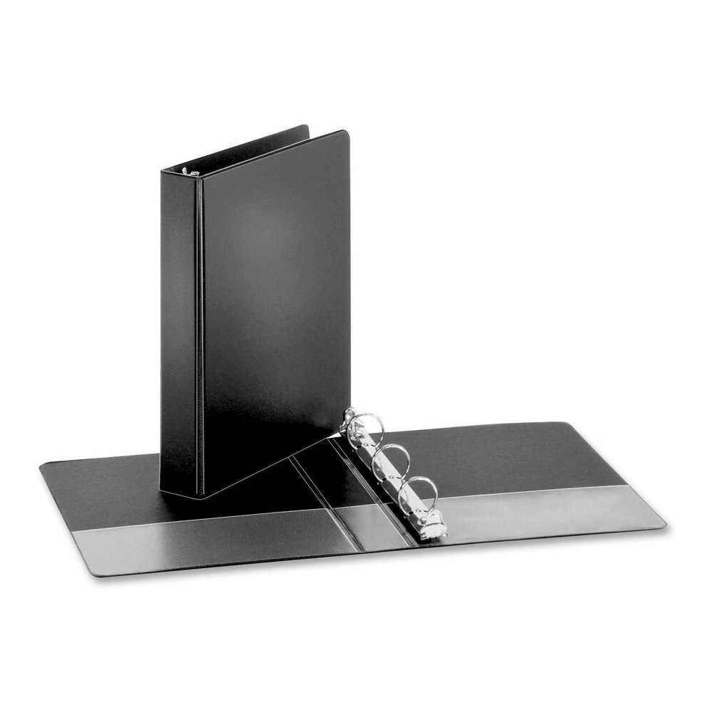Business Source Basic Round Ring Binders - 1" Binder Capacity - 240 Sheet Capacity - 3 Ring - Fastener: Round Ring - Pocket: Inside Front & Back - Chipboard, Polypropylene - Black - Exposed Rivet, Stu. Picture 5