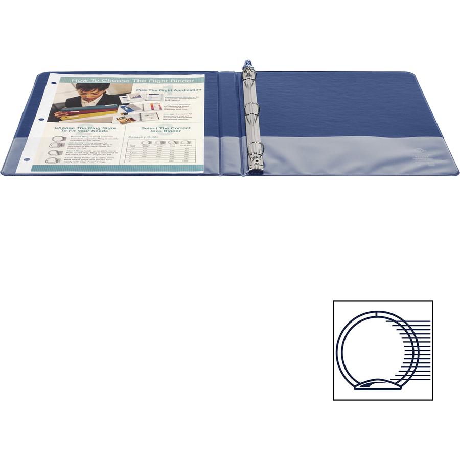 Business Source Basic Round Ring Binders - 1/2" Binder Capacity - Letter - 8 1/2" x 11" Sheet Size - 125 Sheet Capacity - 3 Ring - Fastener: Round Ring - Pocket: Internal - Chipboard, Polypropylene - . Picture 7