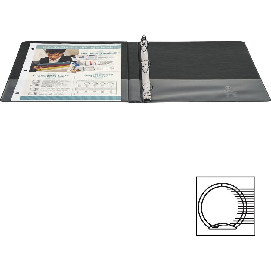 Business Source Basic Round Ring Binders - 1/2" Binder Capacity - Letter - 8 1/2" x 11" Sheet Size - 125 Sheet Capacity - 3 Ring - Fastener: Round Ring - Pocket: Internal - Chipboard, Polypropylene - . Picture 2