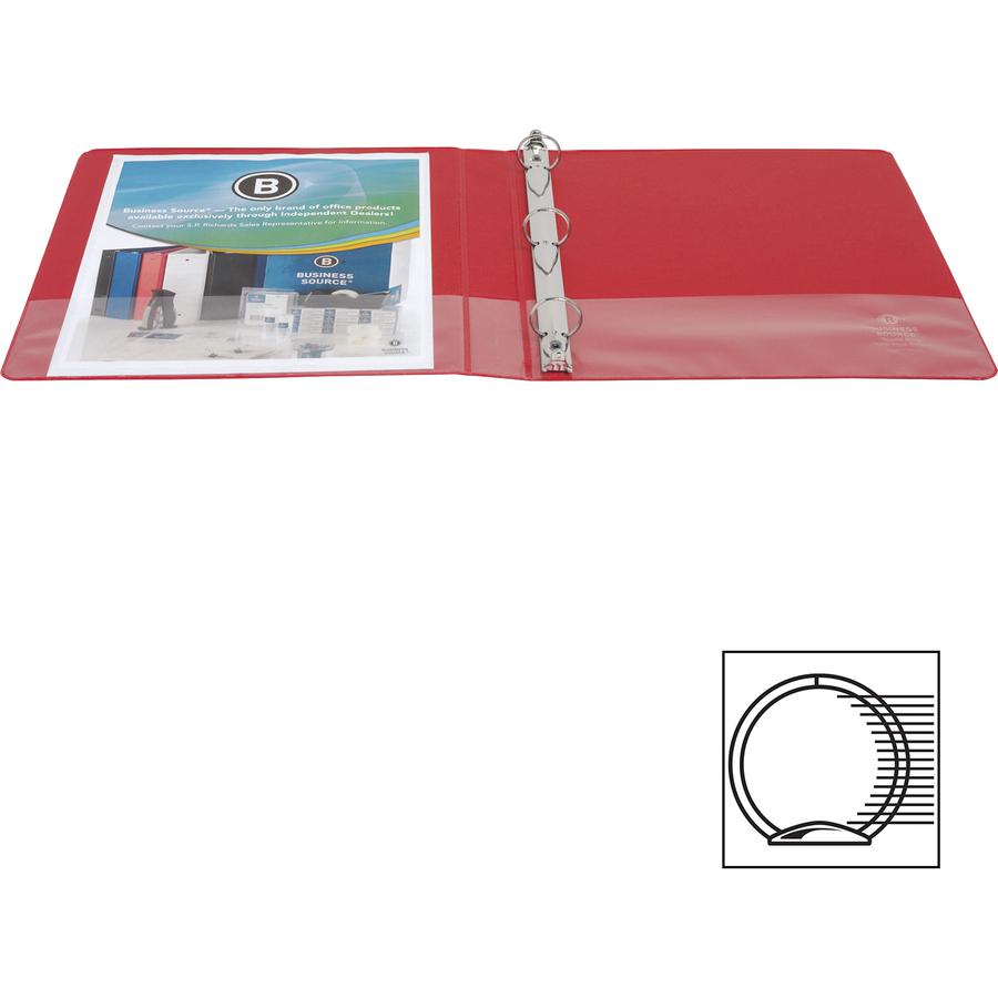 Business Source Basic Round Ring Binders - 1" Binder Capacity - Letter - 8 1/2" x 11" Sheet Size - 225 Sheet Capacity - 3 Ring - Fastener: Round Ring - Pocket: Internal - Chipboard, Polypropylene - Re. Picture 7