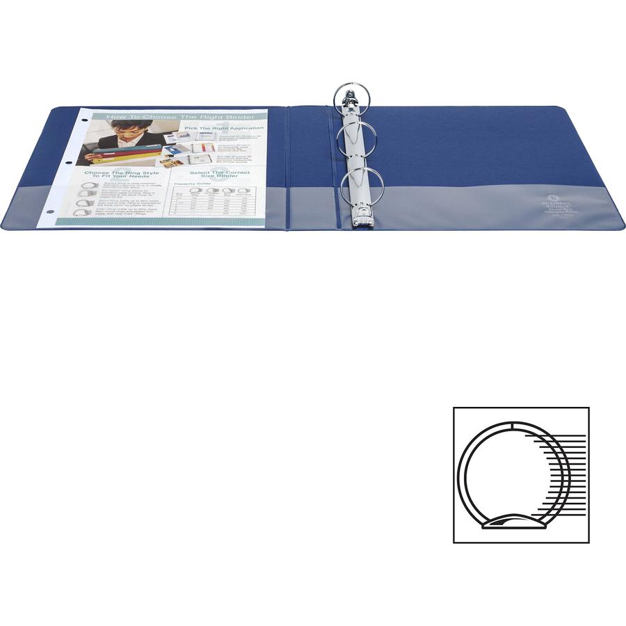 Business Source Basic Round Ring Binders - 1 1/2" Binder Capacity - Letter - 8 1/2" x 11" Sheet Size - 350 Sheet Capacity - 3 Ring - Fastener: Round Ring - Pocket: Internal - Chipboard, Polypropylene . Picture 5