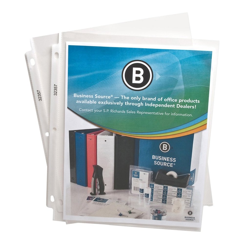 Business Source Sheet Protectors - For Letter 8 1/2" x 11" Sheet - 3 x Holes - Ring Binder - Top Loading - Rectangular - Clear - Polypropylene - 50/Pack - 4 / Box. Picture 7