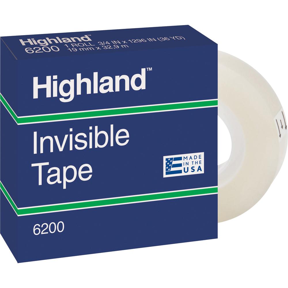 Highland 3/4"W Matte-finish Invisible Tape - 27.78 yd Length x 0.75" Width - 1" Core - Matte - Clear - For Mending, Holding, Splicing - 6/Pack - 2 / Bundle. Picture 4