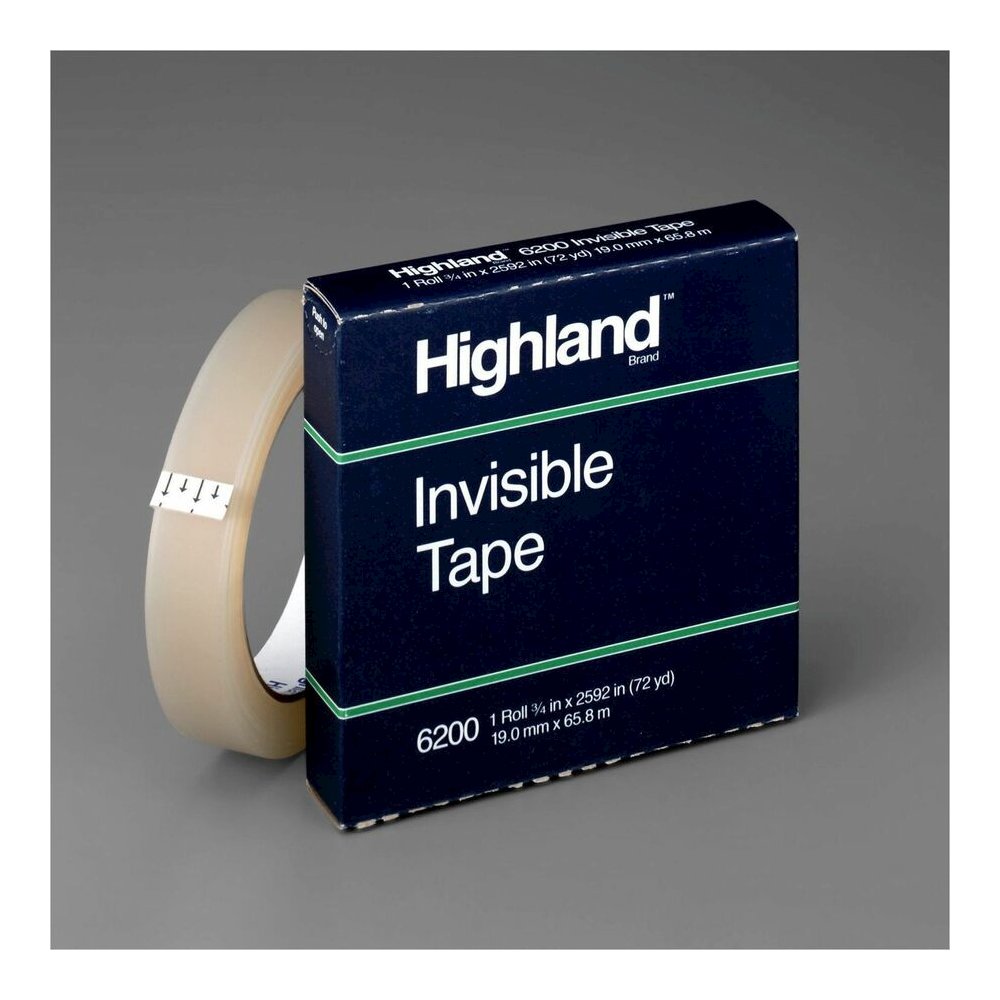 Highland 3/4"W Matte-finish Invisible Tape - 72 yd Length x 0.75" Width - 3" Core - Matte - Clear - For Mending, Holding, Splicing - 12 / Pack. Picture 2