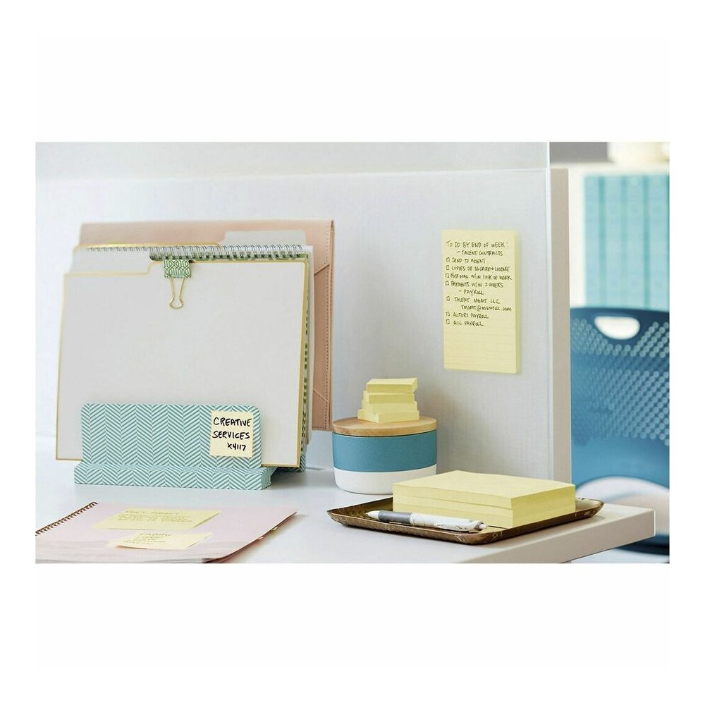 Post-it&reg; Notes Original Notepads - 3" Flag/Note Width x 5" Flag/Note Length - Rectangle - 100 Sheets per Pad - Unruled - Canary Yellow - Paper - Self-adhesive, Repositionable - 12/Pack - 2 / Bundl. Picture 4