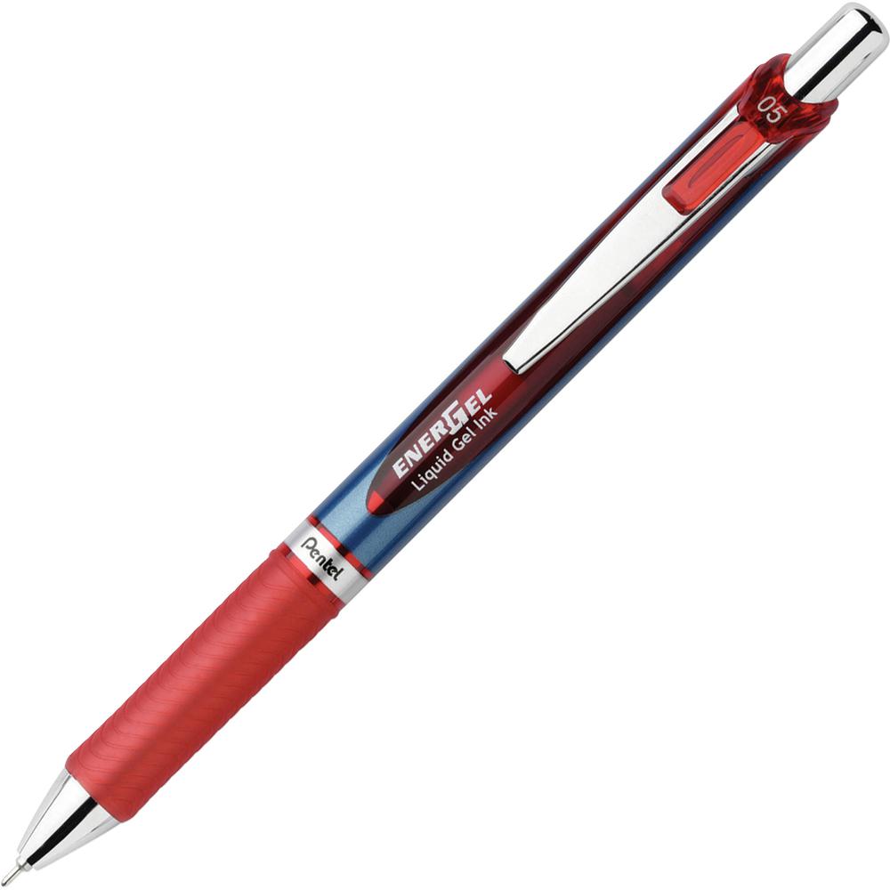 EnerGel EnerGel RTX Liquid Gel Pens - Refillable - Retractable - Red Ink - Gel-based - Blue Barrel - Stainless Steel Tip - 12 / Box. Picture 2
