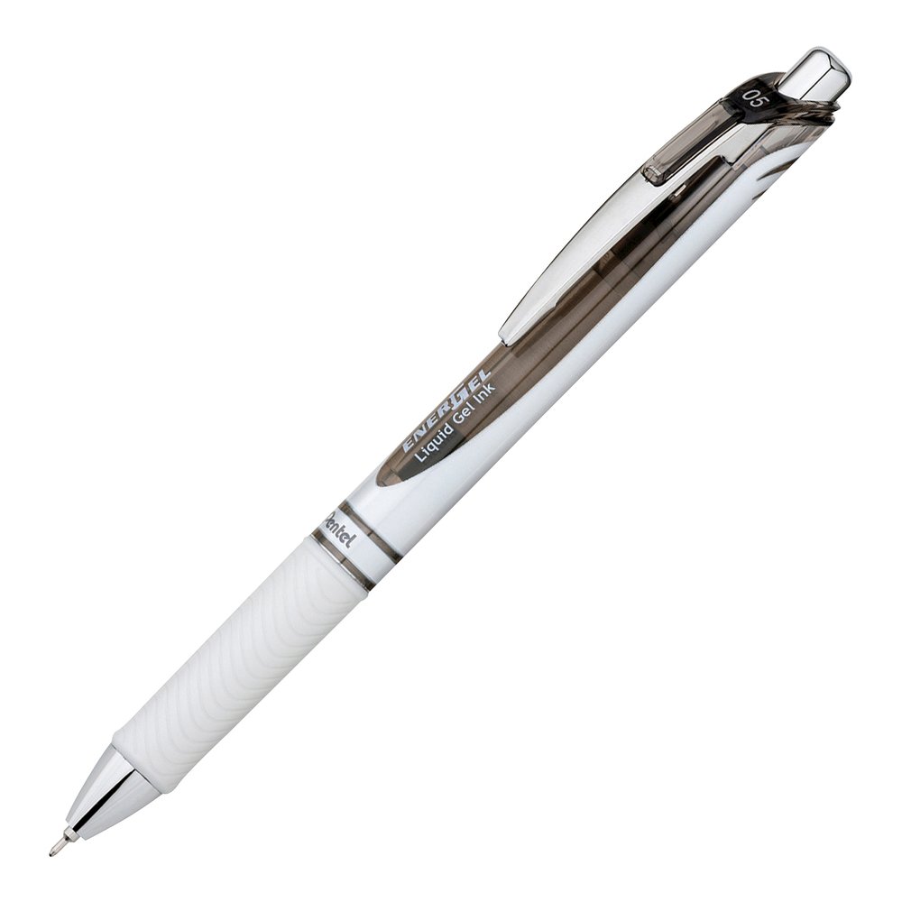 EnerGel EnerGel Pearl Liquid Gel Pens - Refillable - Retractable - Black Ink - Gel-based - Pearl White Barrel - Stainless Steel Tip - 1 Dozen. Picture 2