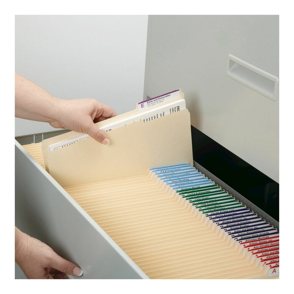 Smead 1/3 Tab Cut Letter Recycled Top Tab File Folder - 8 1/2" x 11" - 3/4" Expansion - Top Tab Location - Right Tab Position - 11 pt. - 1 Plys - Manila - Sturdy, Rounded Corner - 10% Recycled - 100/B. Picture 4