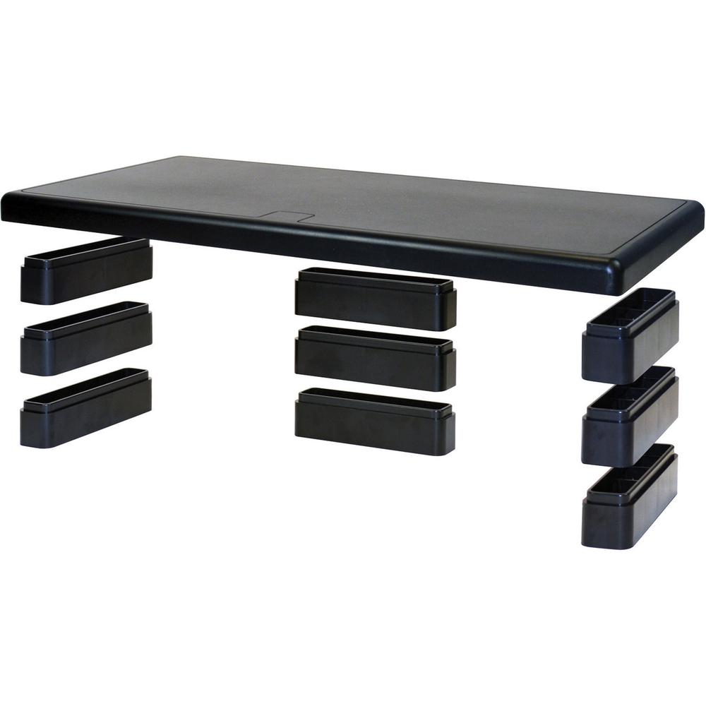 DAC Stax Ergonomic Height Adjustable Ultra Wide Monitor Stand - 66 lb Load Capacity - 4.8" Height x 22" Width x 10.5" Depth - Plastic - Black - TAA Compliant. Picture 4