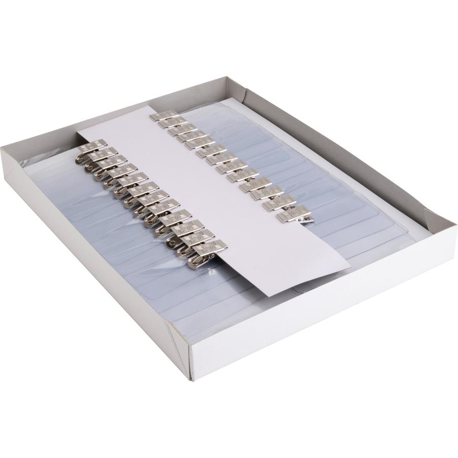 Business Source Clip Holder Style Badge Kit - 3" Height x 4" Width - Clear - 50 / Box. Picture 4