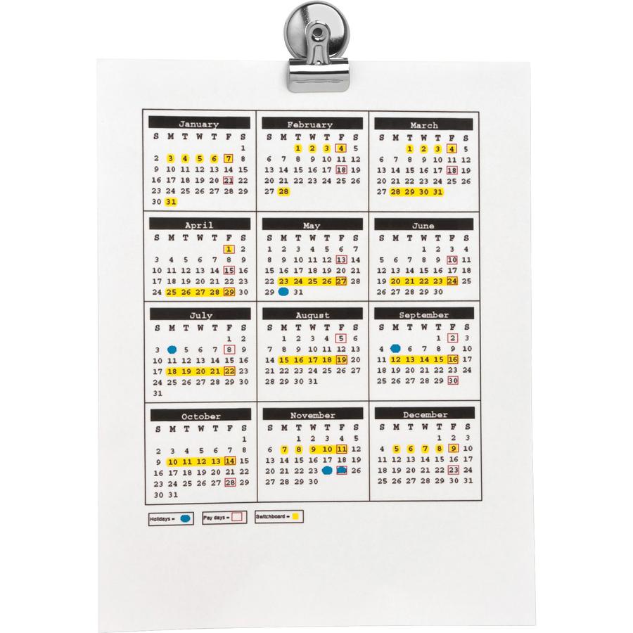 Business Source Magnetic Grip Clips Pack - No. 1 - 1.3" Width - for Paper - Magnetic, Heavy Duty - Silver - 18 / Box. Picture 2