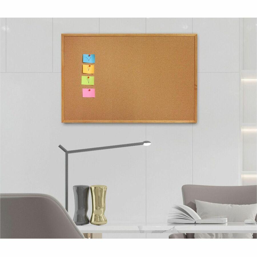 Lorell Bulletin Board - 18" Board Height x 24" Board Width - Cork Surface - Long Lasting, Warp Resistant - Brown Oak Frame - 1 Each. Picture 7