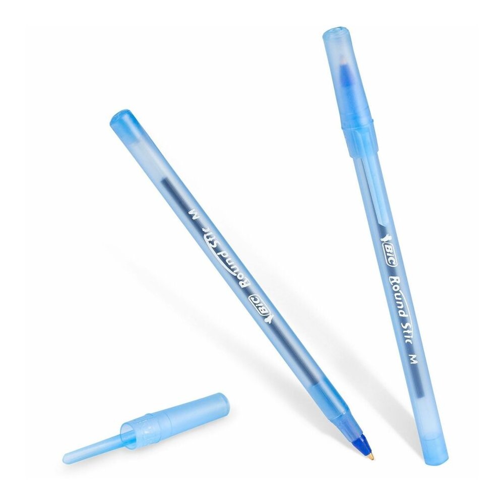 BIC Round Stic Ballpoint Pens - Blue Ink - Blue Barrel - 1/Box - 6 / Bundle. Picture 3