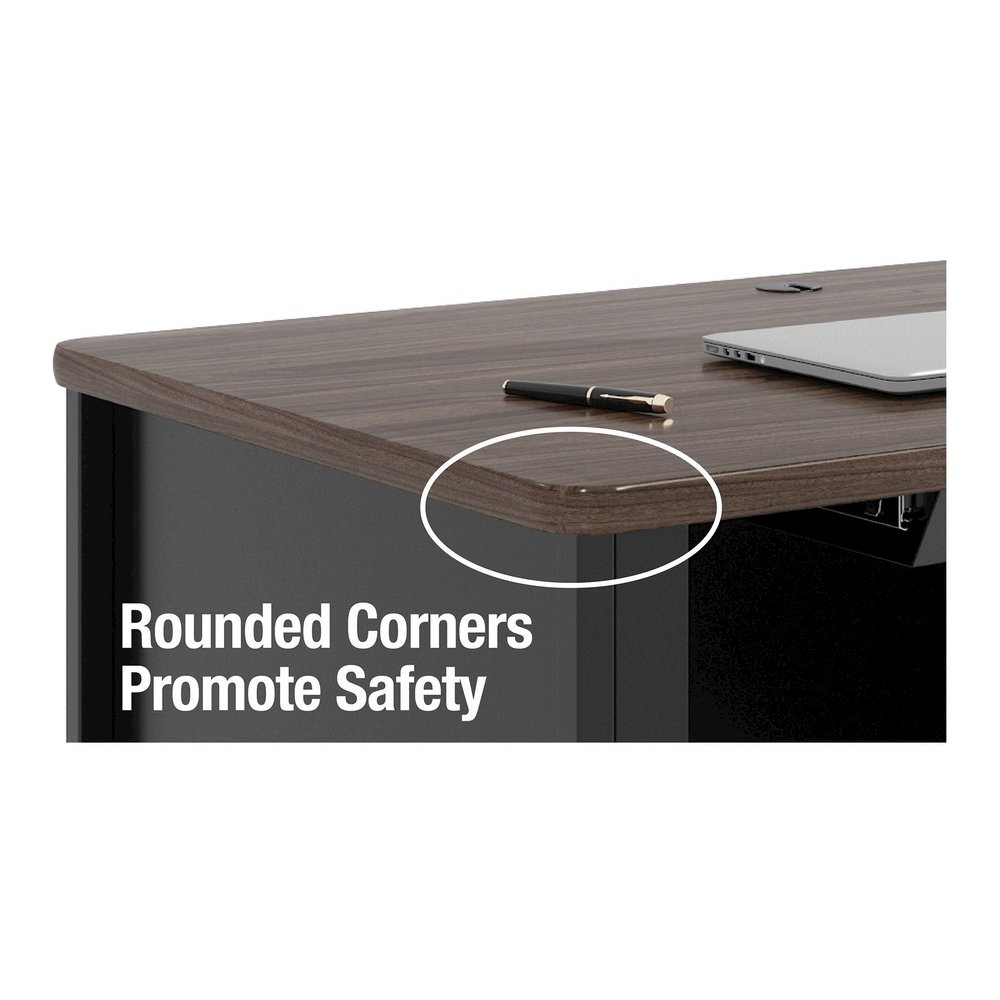 Lorell Fortress Series 48" Right-Pedestal Teachers Desk - 29.5" Height x 48" Width x 30" Depth - Single Pedestal on Right Side - T-mold Edge - Finish: Walnut Laminate - Durable, Scratch Resistant, Wat. Picture 5