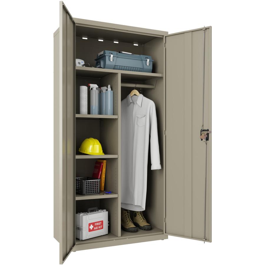 Lorell Fortress Series Wardrobe Cabinet - 18" Length x 36" Width x 72" Height - 2 x Door(s) - Locking Door - Putty - Steel - Yes. Picture 3